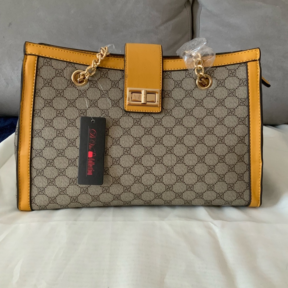 Shoulder Bag ; Di Vita Collection Tan and Yellow Women's Bag